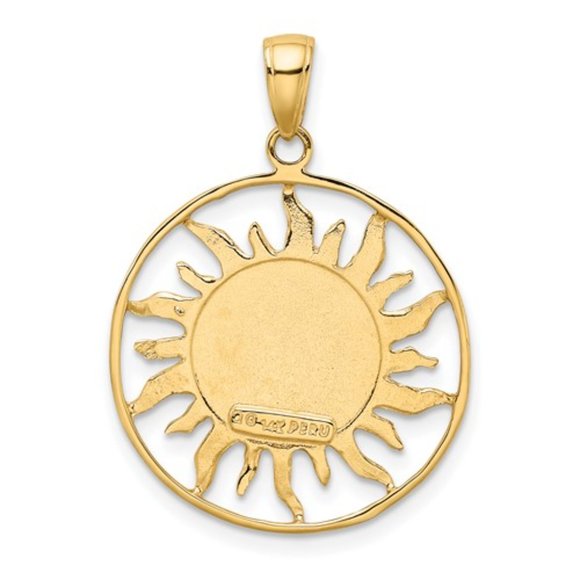 14k Gold Sun w Moon & Stars Pendant - Picture 2 of 4